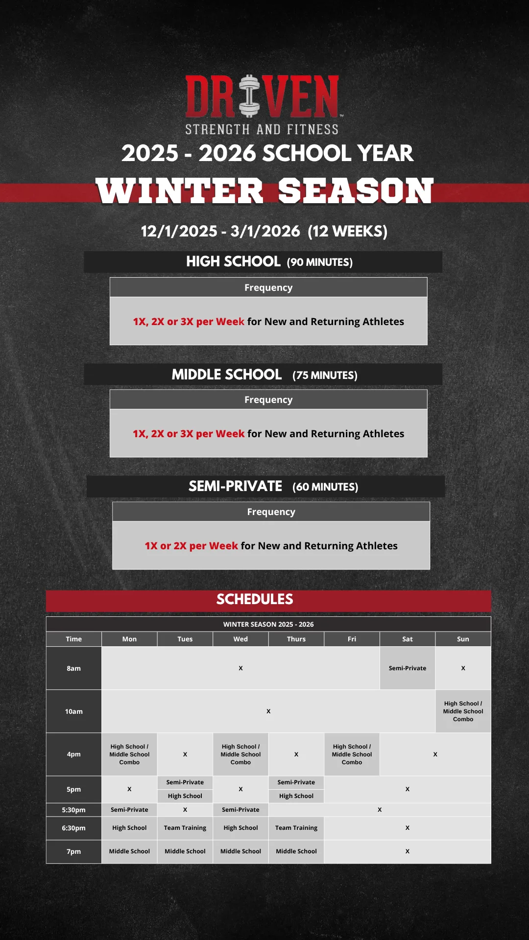 winter seasson at Driven Strength and Fitness